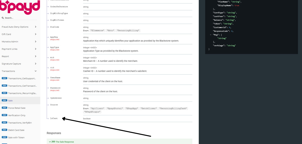 IsTest Property in API Request