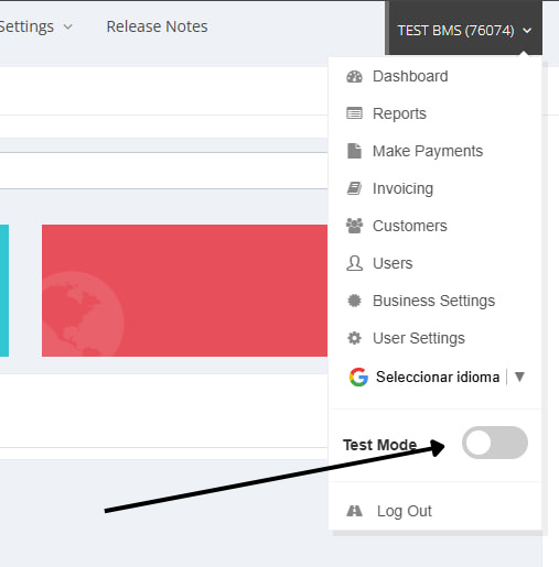 Test Mode Toggle in Portal
